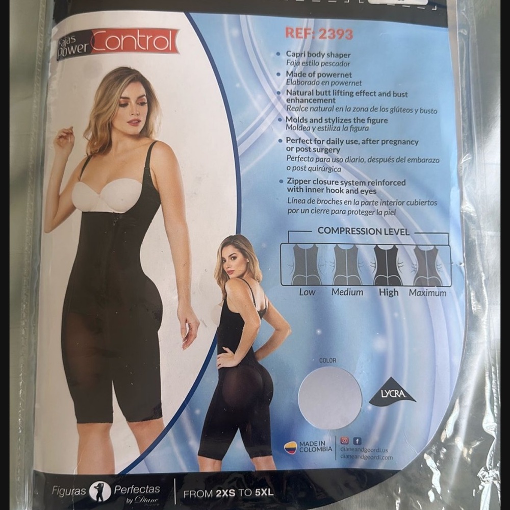 Black Shapewear Bodysuit with Compression and Mid-Thigh Coverage